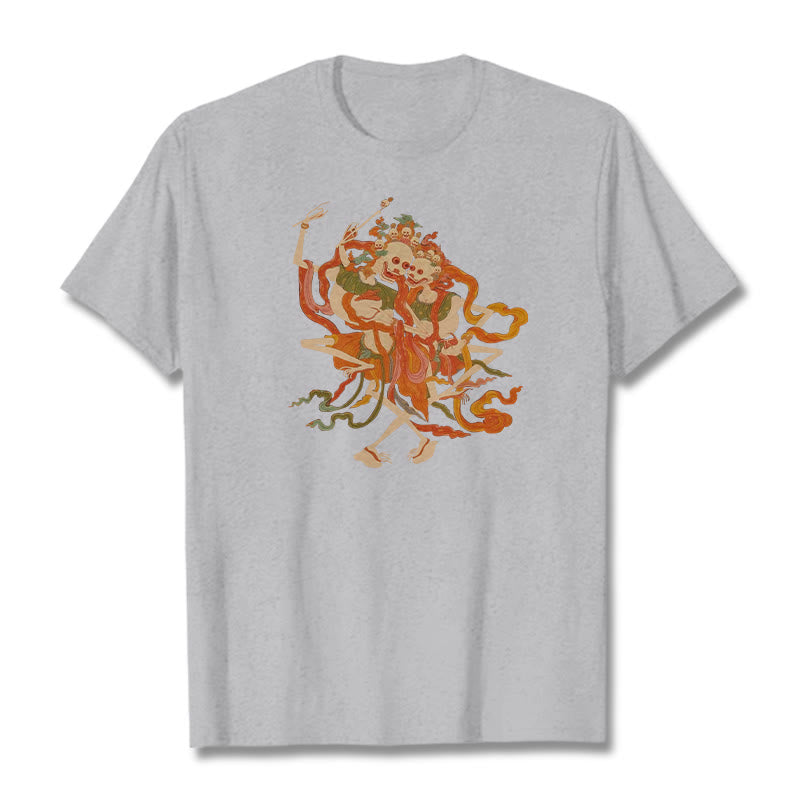 T-shirt à motifs de Buddha Stones tibétaines colorées Le Seigneur de la forêt des cadavres - Gris clair - 2XL - image 21