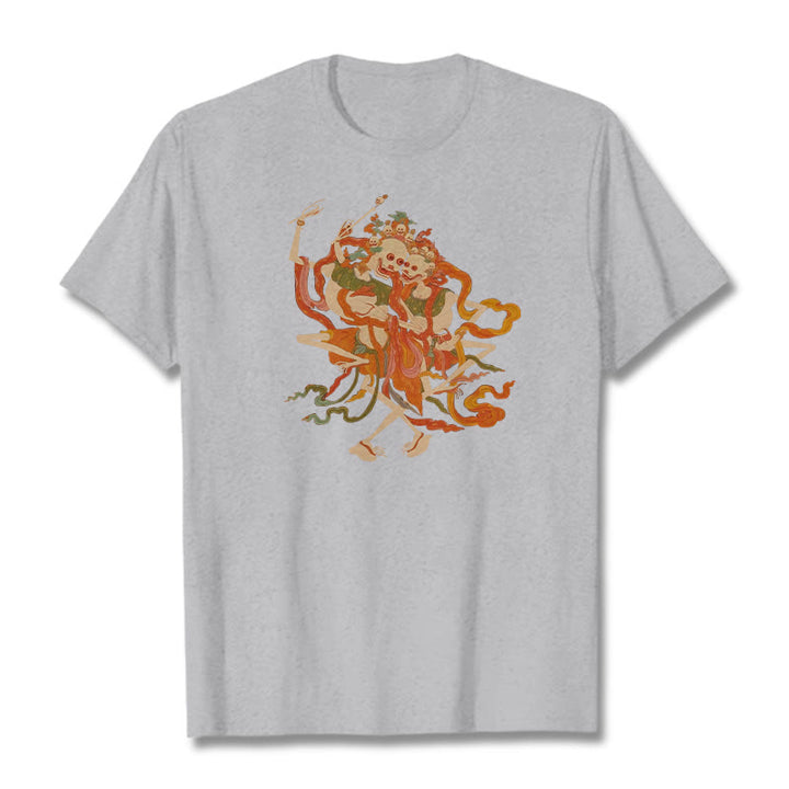T-shirt à motifs de Buddha Stones tibétaines colorées Le Seigneur de la forêt des cadavres - Gris clair - 2XL - image 21