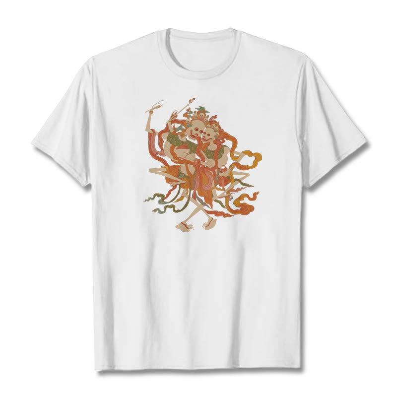 T-shirt à motifs de Buddha Stones tibétaines colorées Le Seigneur de la forêt des cadavres - Blanc - 2XL - image 9