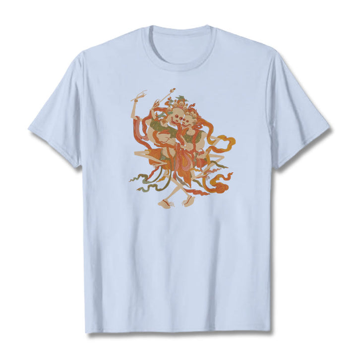 T-shirt à motifs de Buddha Stones tibétaines colorées Le Seigneur de la forêt des cadavres - Cyan clair - 2XL - image 14
