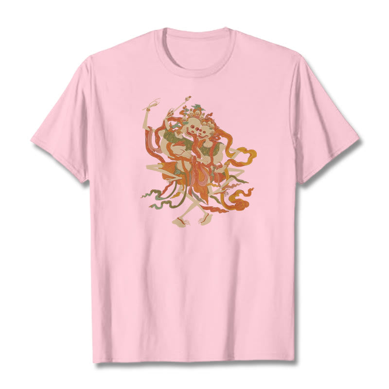 T-shirt à motifs de Buddha Stones tibétaines colorées Le Seigneur de la forêt des cadavres - Rose clair - 2XL - image 15