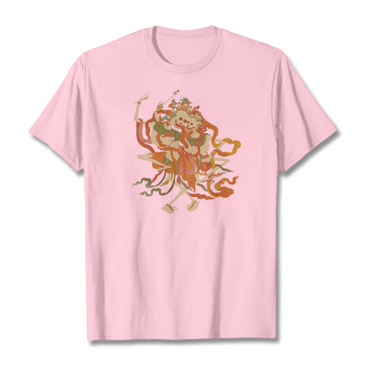 T-shirt à motifs de Buddha Stones tibétaines colorées Le Seigneur de la forêt des cadavres - Rose clair - 2XL - image 15