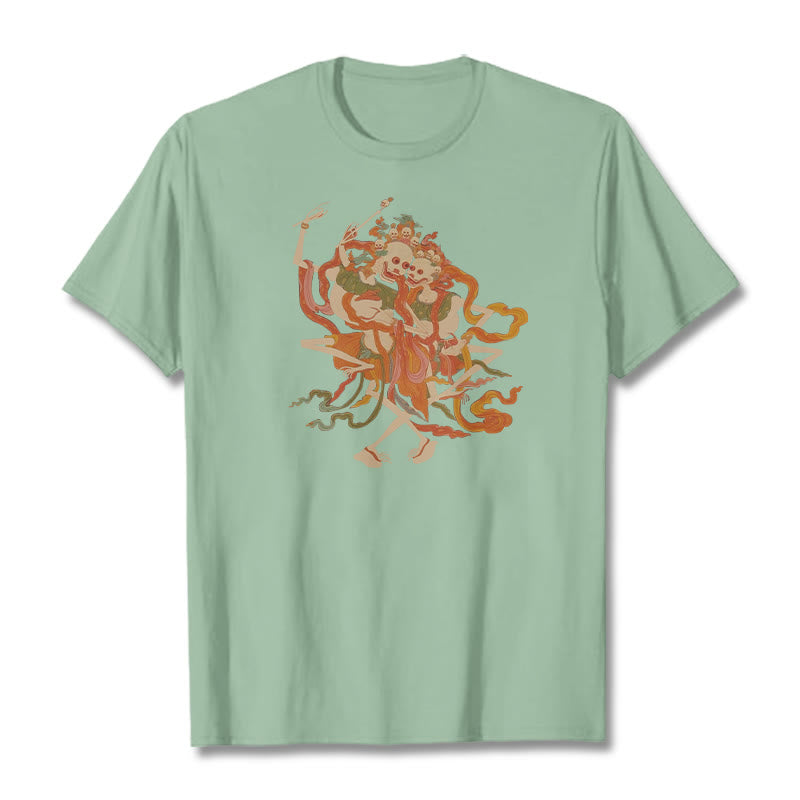 T-shirt à motifs de Buddha Stones tibétaines colorées Le Seigneur de la forêt des cadavres - Vert pâle - 2XL - image 18