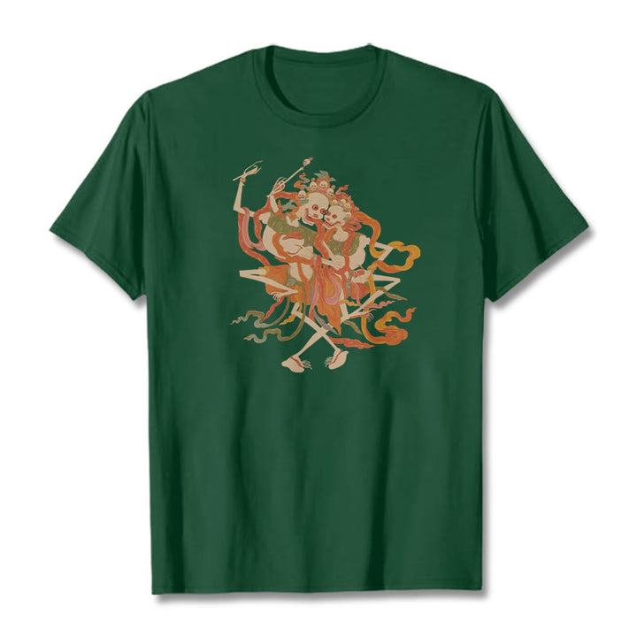 T-shirt à motifs de Buddha Stones tibétaines colorées Le Seigneur de la forêt des cadavres - Vert forêt - 2XL - image 12