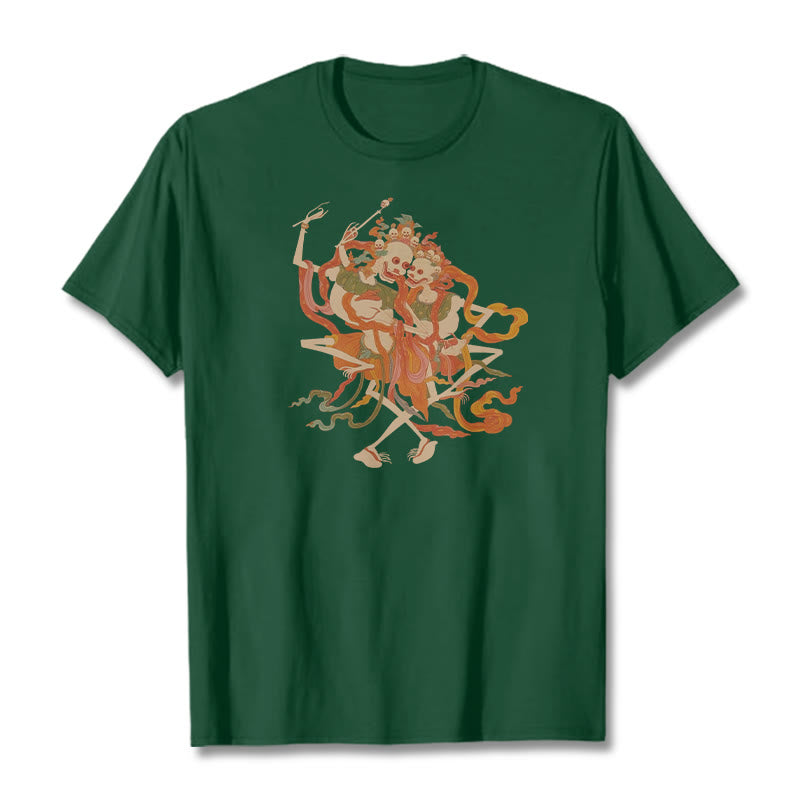 T-shirt à motifs de Buddha Stones tibétaines colorées Le Seigneur de la forêt des cadavres - Vert forêt - 2XL - image 13