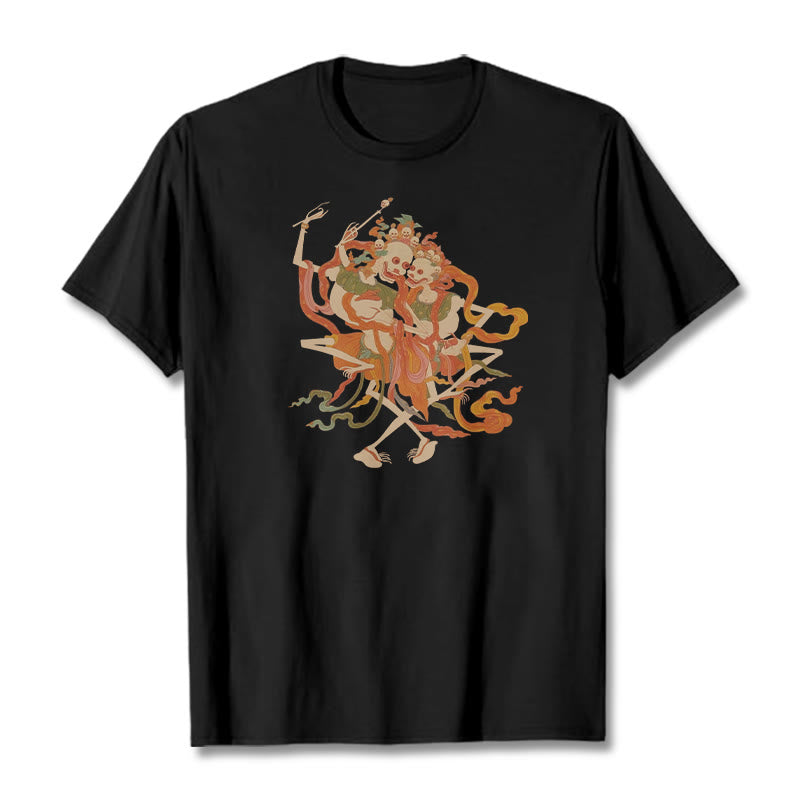 T-shirt à motifs de Buddha Stones tibétaines colorées Le Seigneur de la forêt des cadavres - Noir - 2XL - image 5