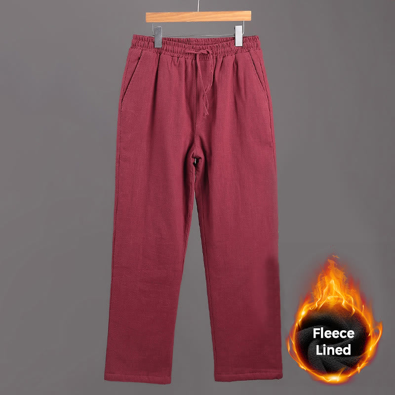 Pantalon d'hiver en lin avec cordon de serrage et poches pour homme Buddha Stones - Violet pâle Rouge - US/UK/AU42，EU52 (3XL) - image 14