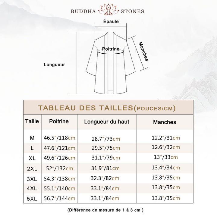 Veste kimono pour homme à devant ouvert de couleur unie Buddha Stones
