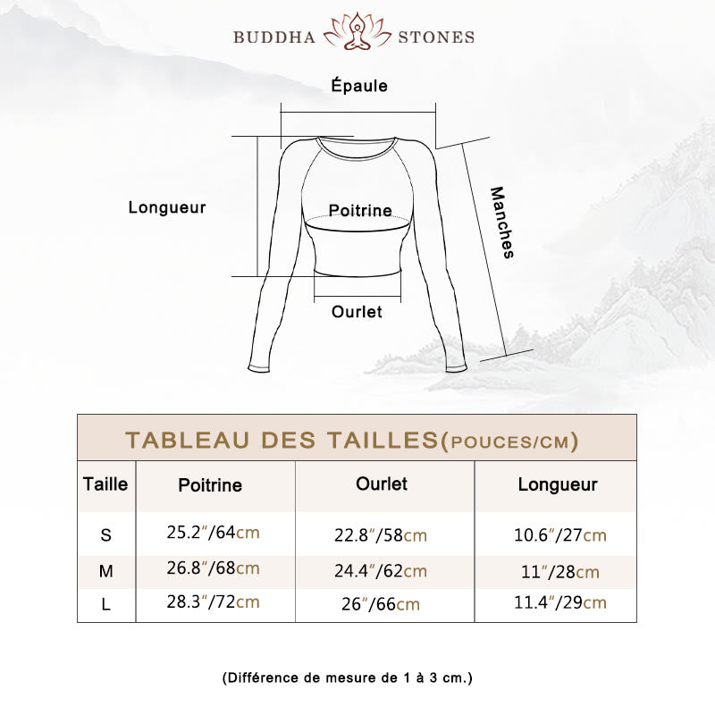 Haut court à manches longues avec dégradé de Buddha Stones -shirt, soutien-gorge, leggings, pantalon, tenue de fitness et de yoga - image 5
