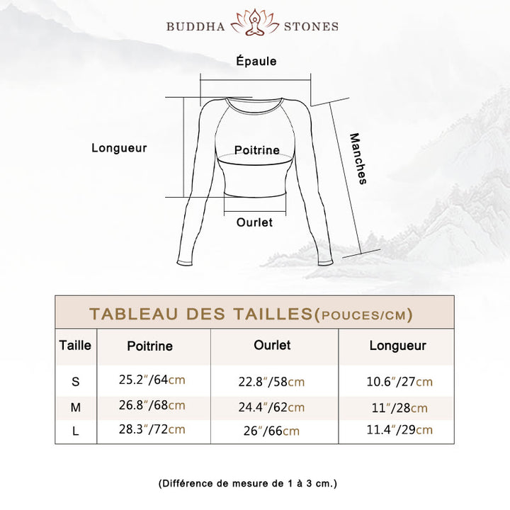 Haut court à manches longues avec dégradé de Buddha Stones -shirt, soutien-gorge, leggings, pantalon, tenue de fitness et de yoga - image 5