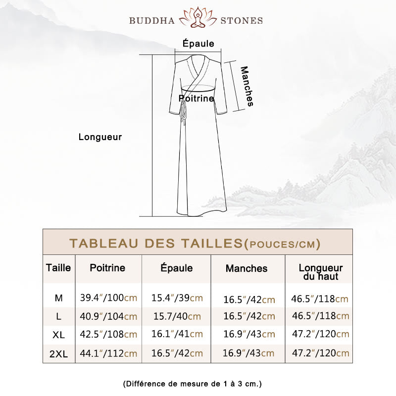 Robe midi style Hanfu Buddha Stones , pantalon large, vêtements de méditation, de pratique zen, de yoga et de danse - image 5