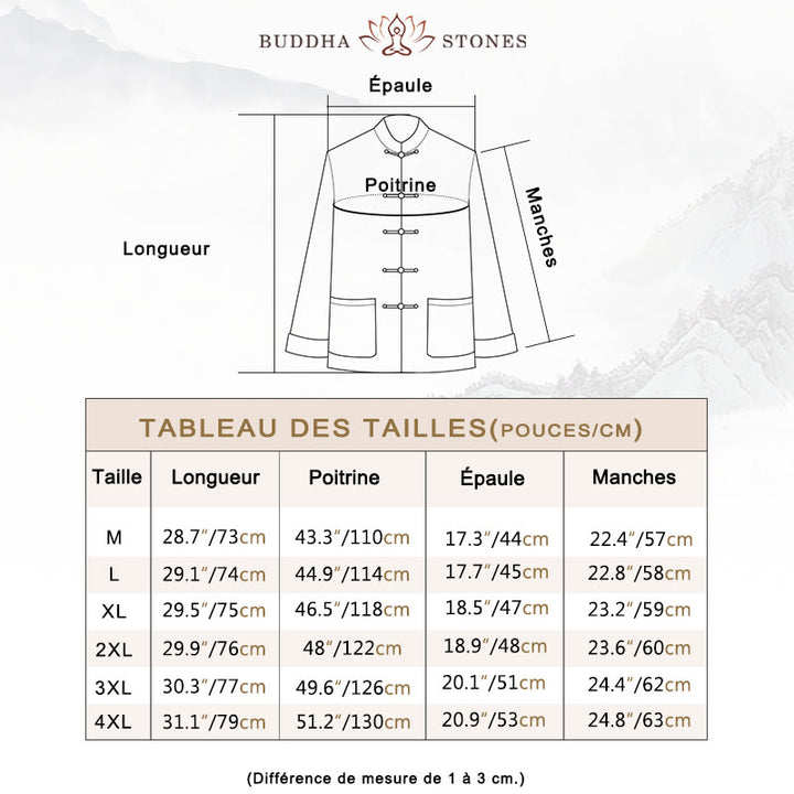 Chemise de costume chinois Tang à boutons de grenouille avec Buddha Stones en coton et lin pour homme - image 4