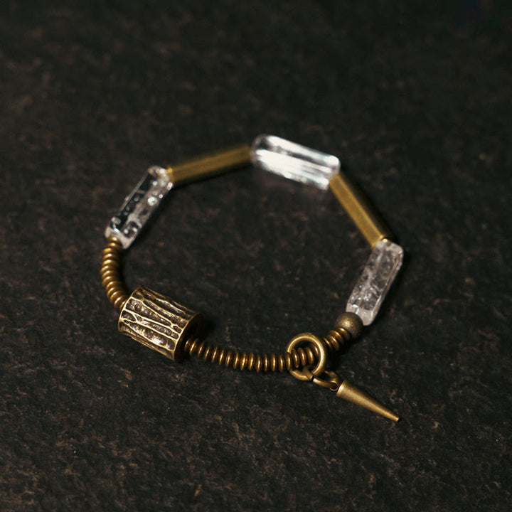 Bracelet porte-bonheur carré en cuivre et cristal blanc Buddha Stones