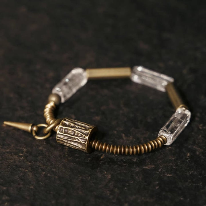 Bracelet porte-bonheur carré en cuivre et cristal blanc Buddha Stones