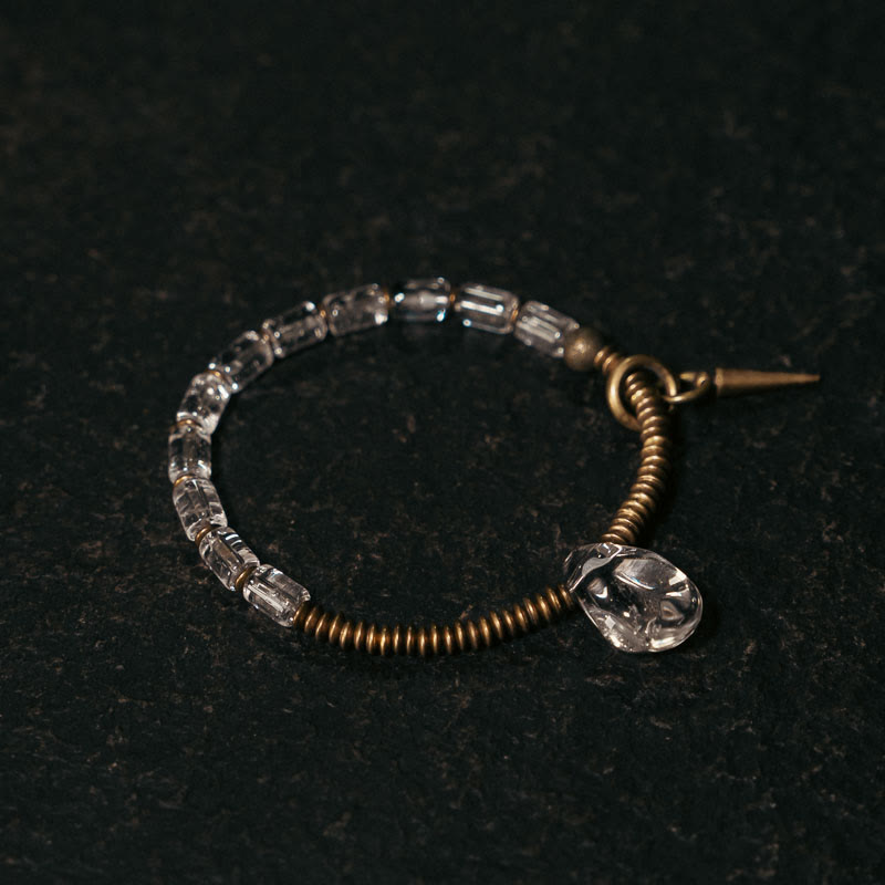 Bracelet porte-bonheur en cuivre et cristal blanc Buddha Stones