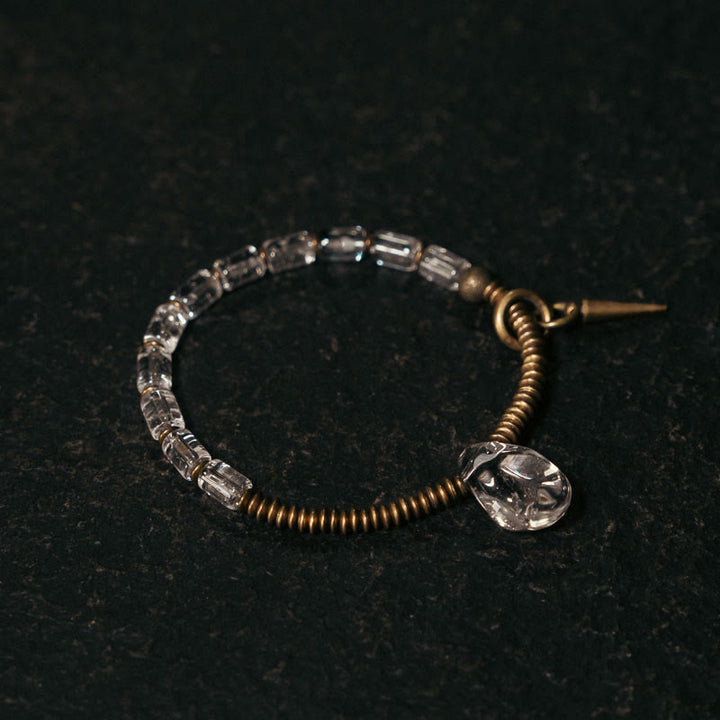 Bracelet porte-bonheur en cuivre et cristal blanc Buddha Stones