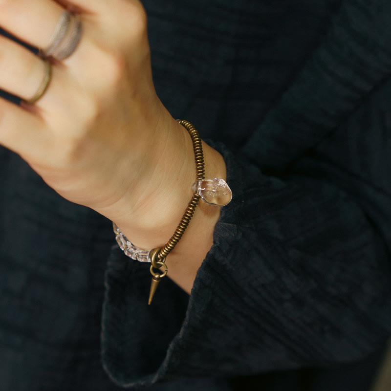 Bracelet porte-bonheur en cuivre et cristal blanc Buddha Stones