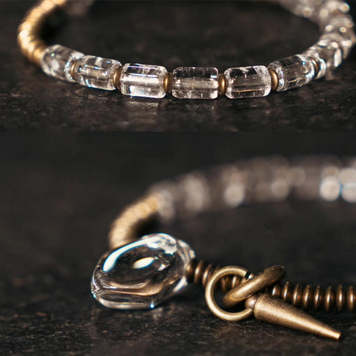 Bracelet porte-bonheur en cuivre et cristal blanc Buddha Stones