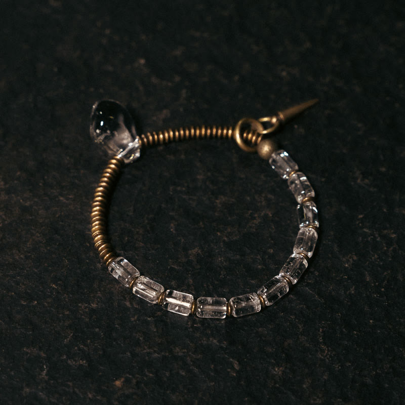 Bracelet porte-bonheur en cuivre et cristal blanc Buddha Stones