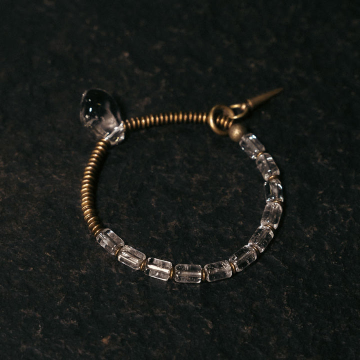 Bracelet porte-bonheur en cuivre et cristal blanc Buddha Stones