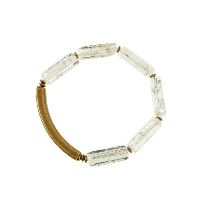 Bracelet porte-bonheur en cuivre et cristal blanc carré Buddha Stones