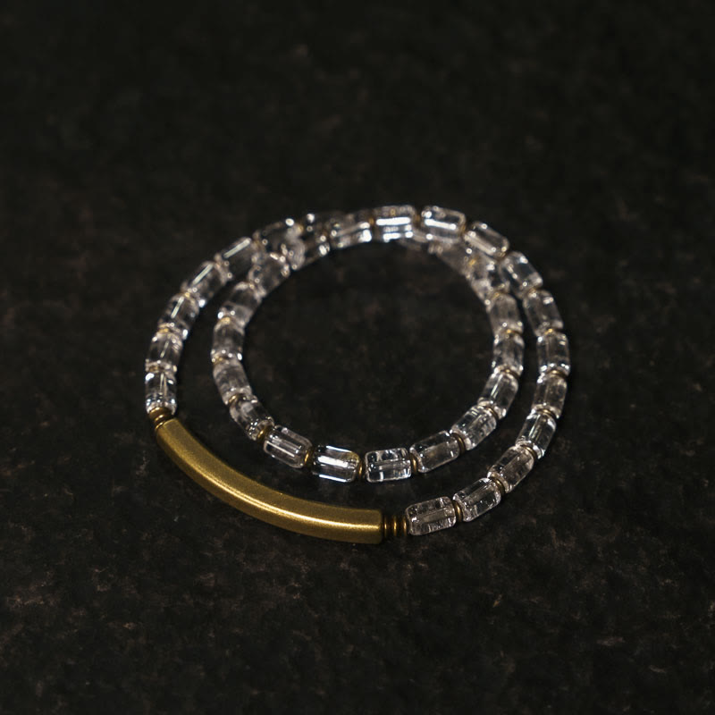 Bracelet porte-bonheur en cuivre et cristal blanc carré Buddha Stones