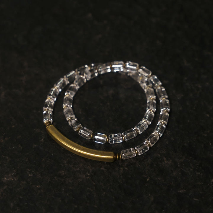 Bracelet porte-bonheur en cuivre et cristal blanc carré Buddha Stones