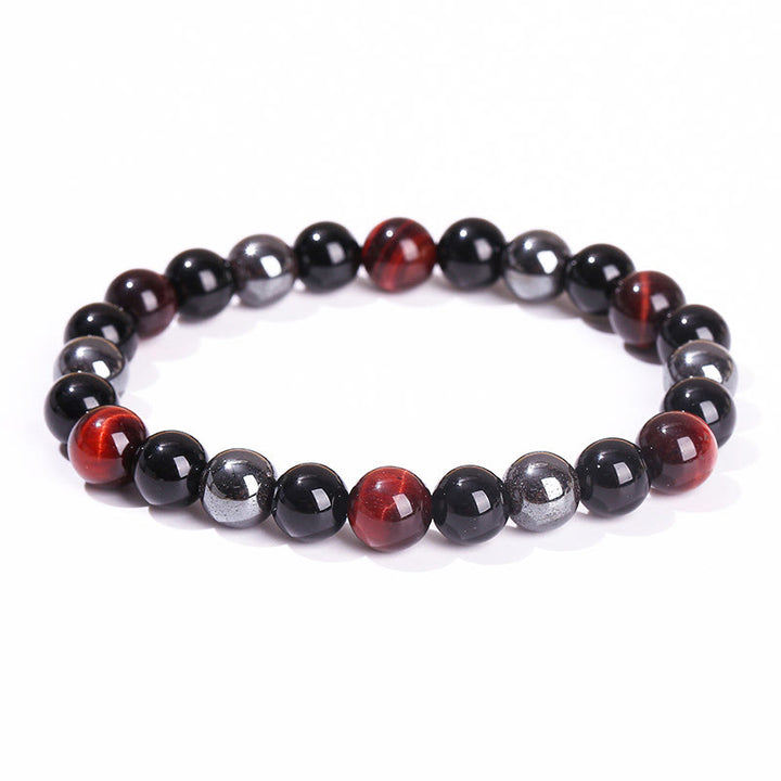 Bracelet puissant et positif en obsidienne et hématite œil de tigre naturel de Buddha Stones