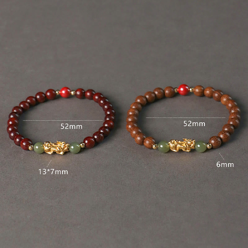 Bracelet de richesse en argent sterling 999 Buddha Stones , bois de santal, bois d'ébène, petite feuille, bois de santal rouge, jade Hetian, cinabre, PiXiu