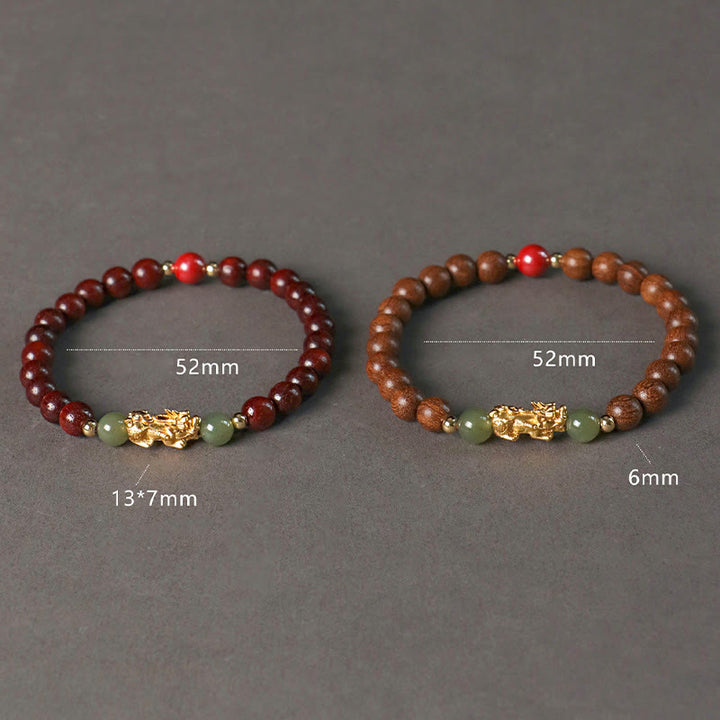 Bracelet de richesse en argent sterling 999 Buddha Stones , bois de santal, bois d'ébène, petite feuille, bois de santal rouge, jade Hetian, cinabre, PiXiu