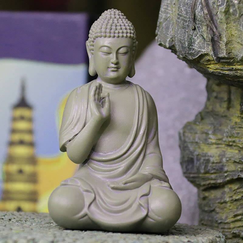 Buddha Stones Petite Méditation Prière Résine Statue de Bouddha Compassion Décoration de Bureau à Domicile - image 7