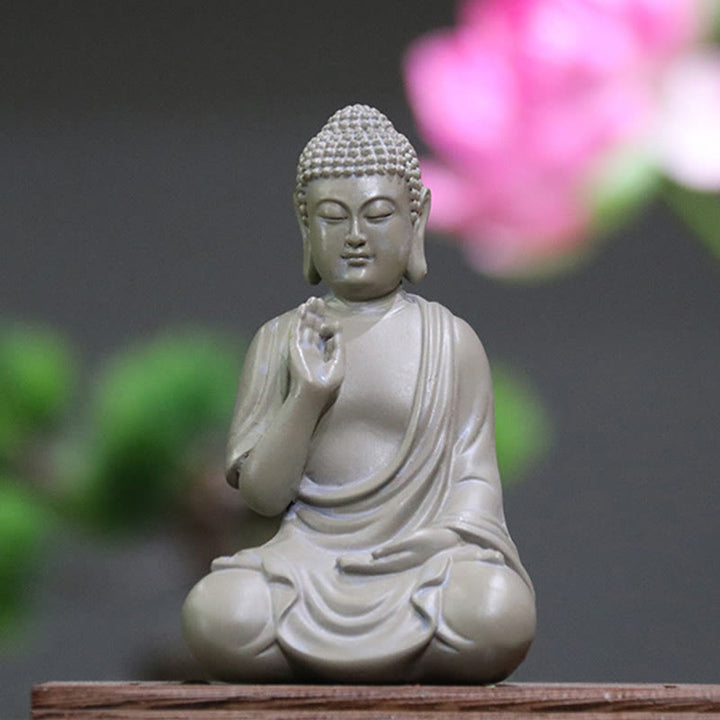 Buddha Stones Petite Méditation Prière Résine Statue de Bouddha Compassion Décoration de Bureau à Domicile - Statue de Bouddha 6,2 x 5,2 x 10,3 cm - image 0