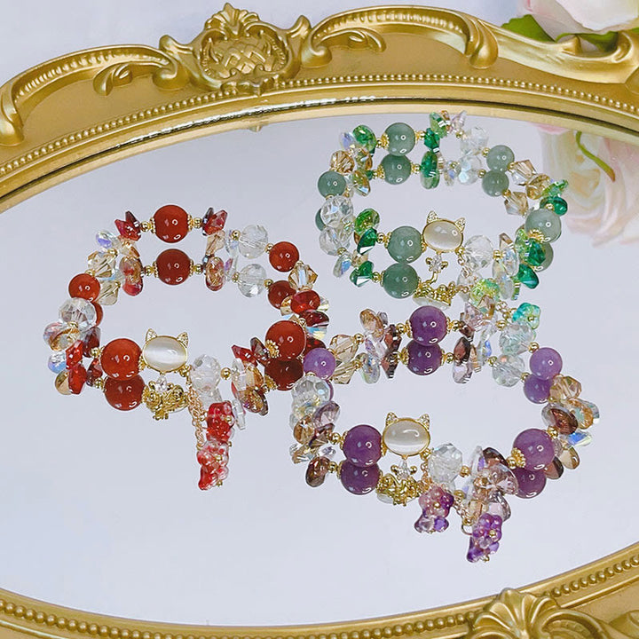 Bracelet d'équilibre pour chat en cristal vert améthyste et cristal rouge Buddha Stones - image 17