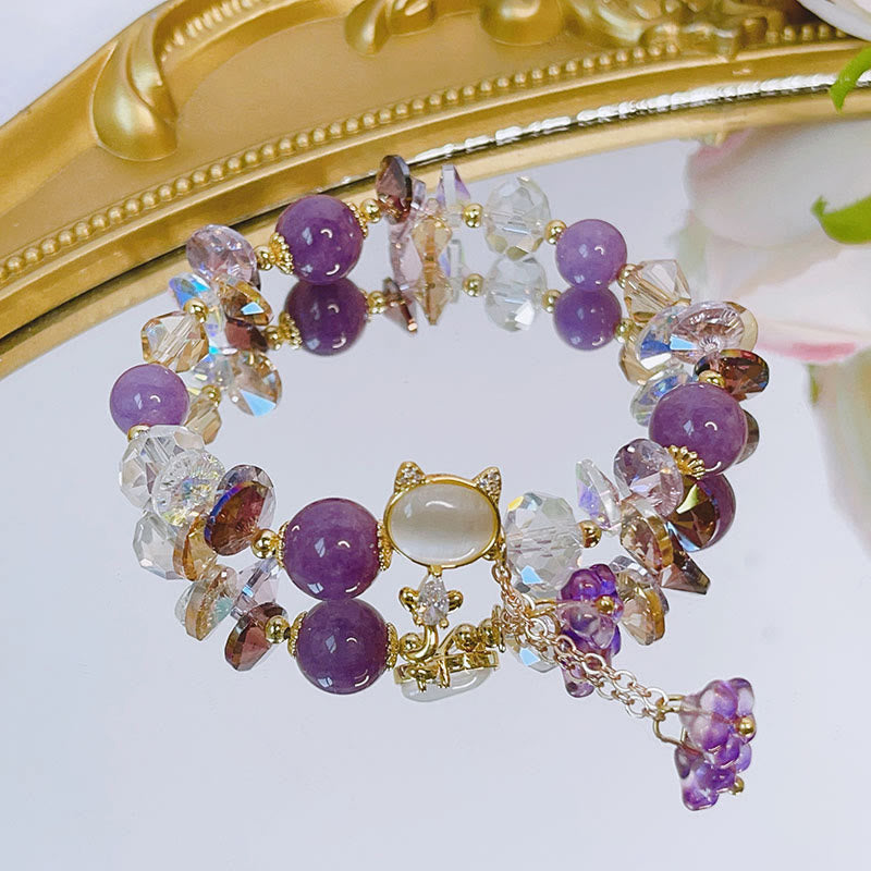Bracelet d'équilibre pour chat en cristal vert améthyste et cristal rouge Buddha Stones - image 1