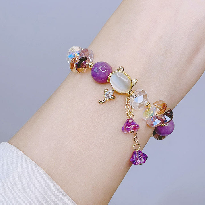 Bracelet d'équilibre pour chat en cristal vert améthyste et cristal rouge Buddha Stones - image 4