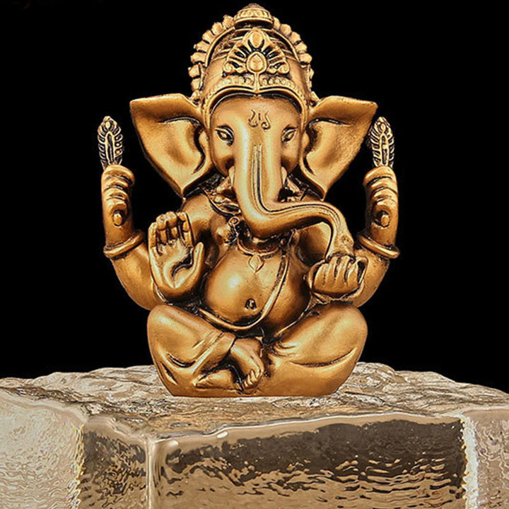 Statue d'éléphant en Buddha Stones Ganesh Ganpati Transformation Décoration de maison en résine - Ganesh en bronze - 8,5 x 5 x 11,5 cm - image 10