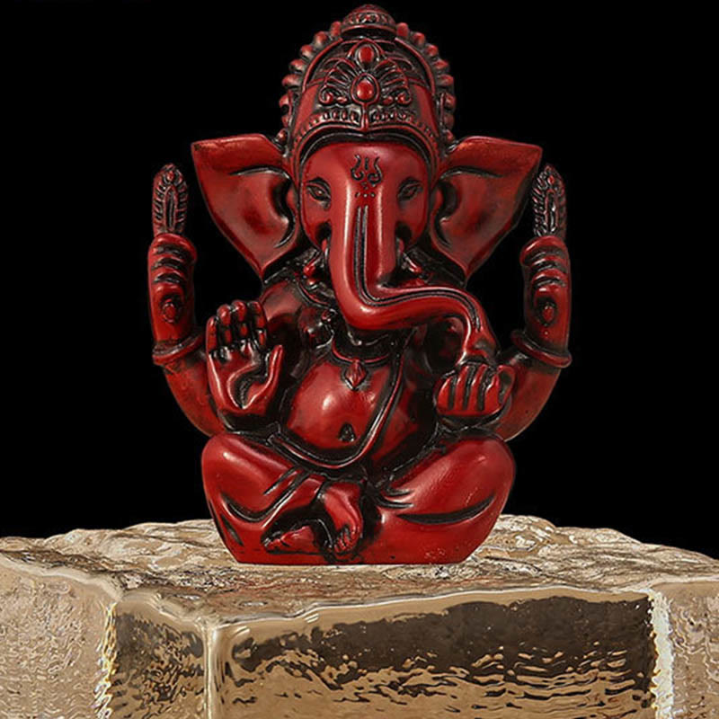 Statue d'éléphant en Buddha Stones Ganesh Ganpati Transformation Décoration de maison en résine - Ganesh rouge - 8,5 x 5 x 11,5 cm - image 11