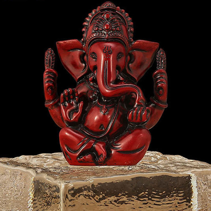 Statue d'éléphant en Buddha Stones Ganesh Ganpati Transformation Décoration de maison en résine - Ganesh rouge - 8,5 x 5 x 11,5 cm - image 11
