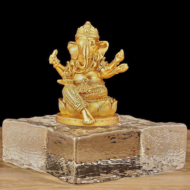 Buddha Stones Mini Petite Statue de Méditation Ganesh Ganpati Éléphant Réflexion Décoration de Maison en Résine