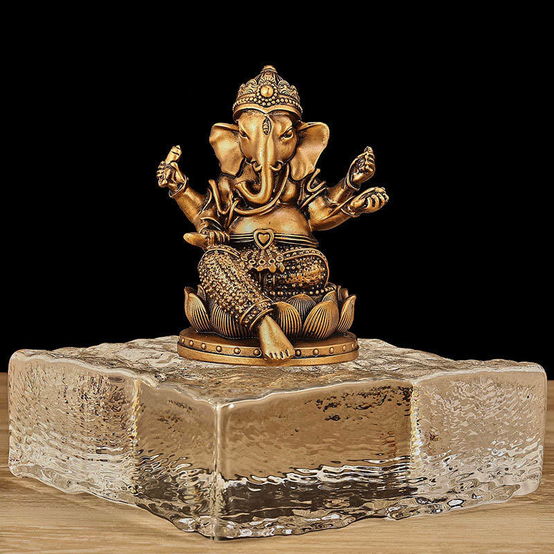 Buddha Stones Mini Petite Statue de Méditation Ganesh Ganpati Éléphant Réflexion Décoration de Maison en Résine