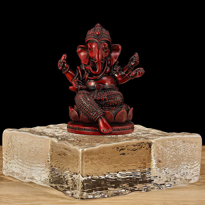 Buddha Stones Mini Petite Statue de Méditation Ganesh Ganpati Éléphant Réflexion Décoration de Maison en Résine