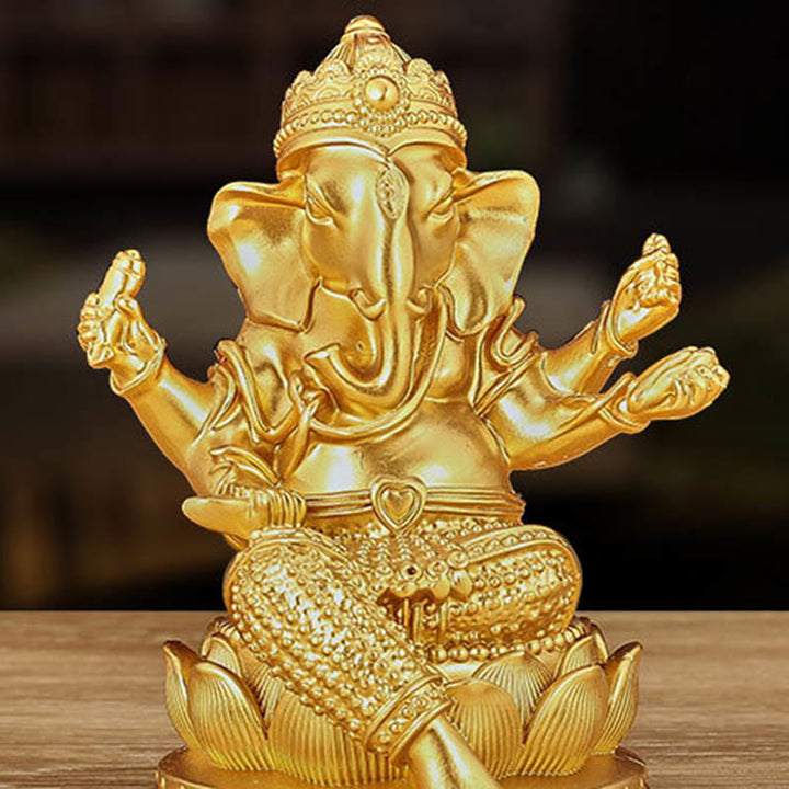 Buddha Stones Mini Petite Statue de Méditation Ganesh Ganpati Éléphant Réflexion Décoration de Maison en Résine
