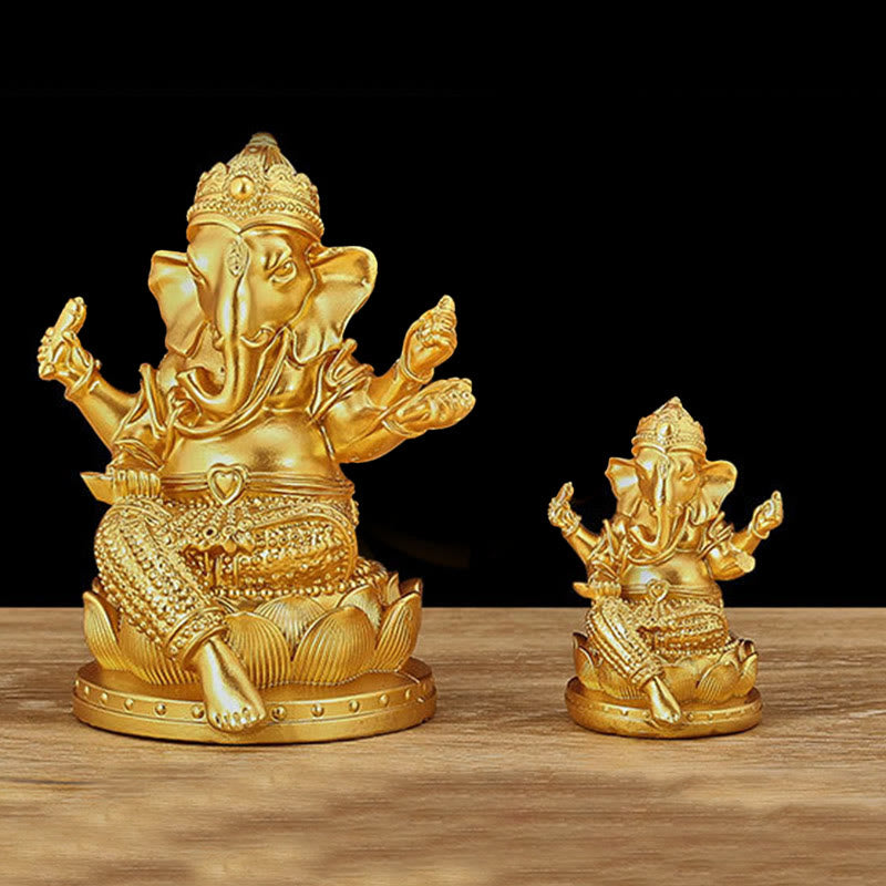 Buddha Stones Mini Petite Statue de Méditation Ganesh Ganpati Éléphant Réflexion Décoration de Maison en Résine