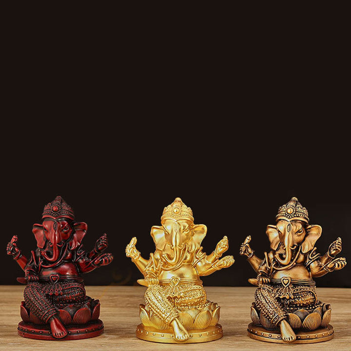 Buddha Stones Mini Petite Statue de Méditation Ganesh Ganpati Éléphant Réflexion Décoration de Maison en Résine