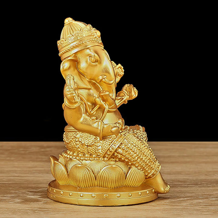 Buddha Stones Mini Petite Statue de Méditation Ganesh Ganpati Éléphant Réflexion Décoration de Maison en Résine