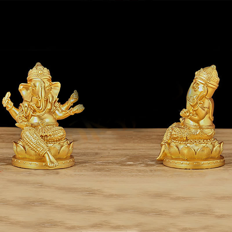 Buddha Stones Mini Petite Statue de Méditation Ganesh Ganpati Éléphant Réflexion Décoration de Maison en Résine