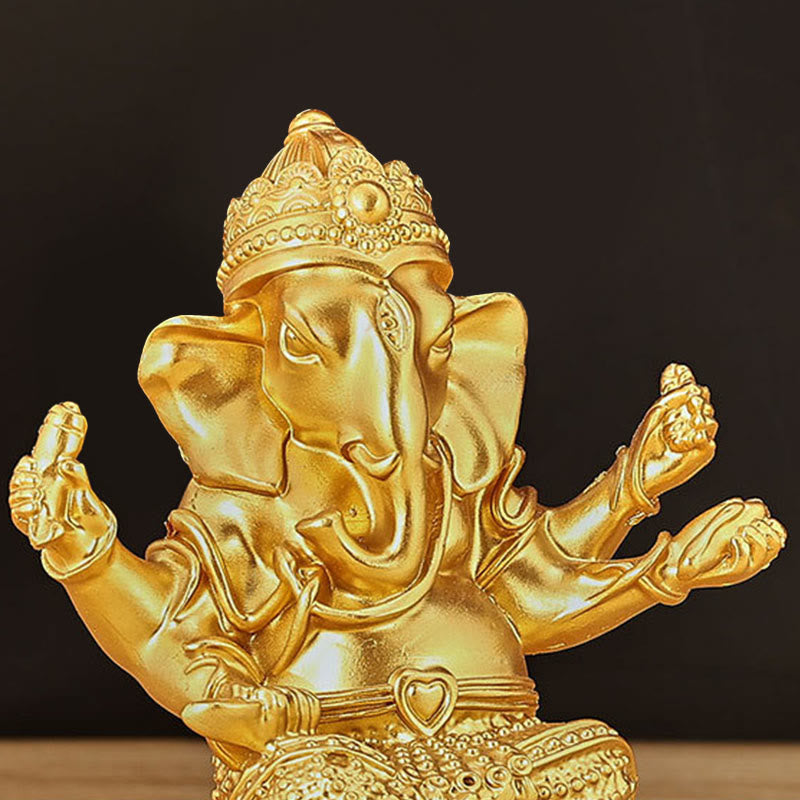 Buddha Stones Mini Petite Statue de Méditation Ganesh Ganpati Éléphant Réflexion Décoration de Maison en Résine