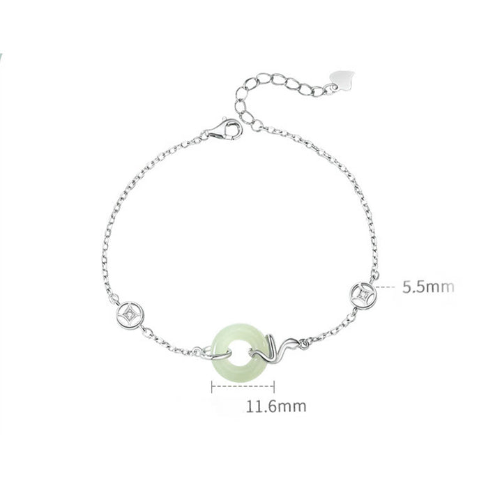 Bracelet porte-bonheur en argent sterling 925 avec boucle de paix en jade Hetian et Buddha Stones