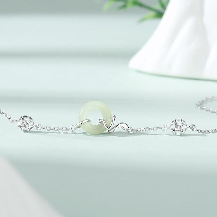Bracelet porte-bonheur en argent sterling 925 avec boucle de paix en jade Hetian et Buddha Stones