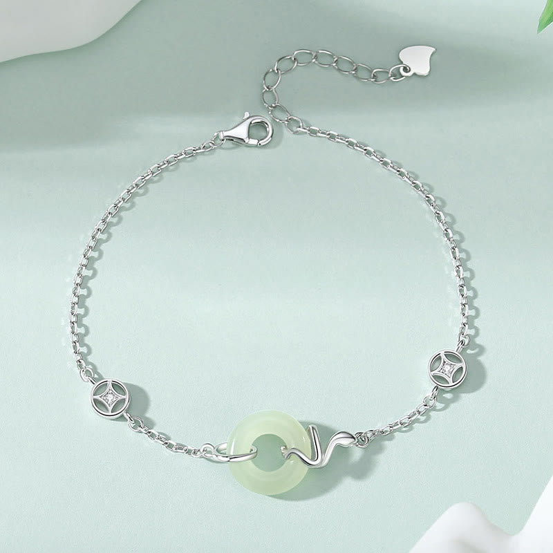 Bracelet porte-bonheur en argent sterling 925 avec boucle de paix en jade Hetian et Buddha Stones